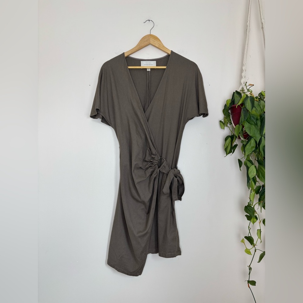 Brochu Walker Linen Wrap Dress in Taupe